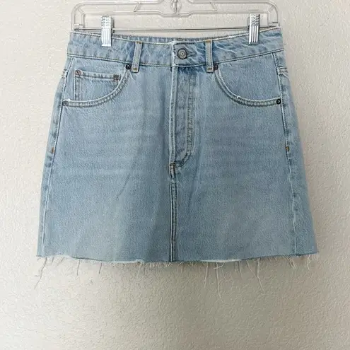 Boyish The Corey Denim Mini Skirt Raw Hem Sunrise Size 26