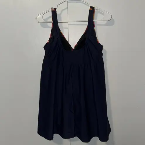 Delta Burke One Piece Swimdress Swimsuit Navy Blue & Orange Floral Women’s 18