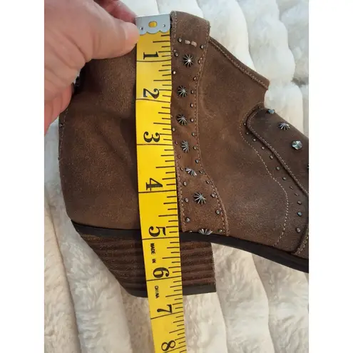 Sam Edelman Brown Suede Stud Size 9 Ankle Boots Pt Toe Block Heel Women's