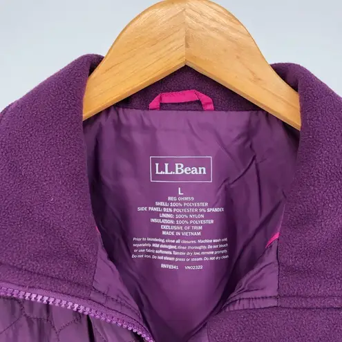 L.L.Bean  Purple Quilted Zip Up Front Fleece Collar Vest