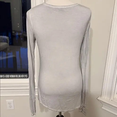 WRAP London, Light Grey LS Scoop neck Tee, Size 10, EUC Gray