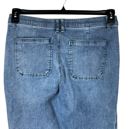 Democracy SZ 14 "Ab"technology Wide Leg Jeans Stretch Frayed Hem Hi-Rise Pockets