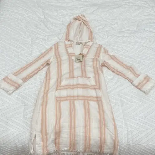 Faherty Peach Striped Organic Cotton Baja Surf Dress XS Pink