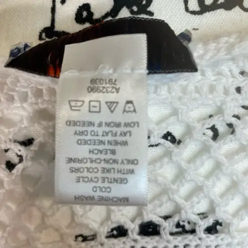 D & Co Crotchet Knitted Long Sleeve Coverup Shirt White Small