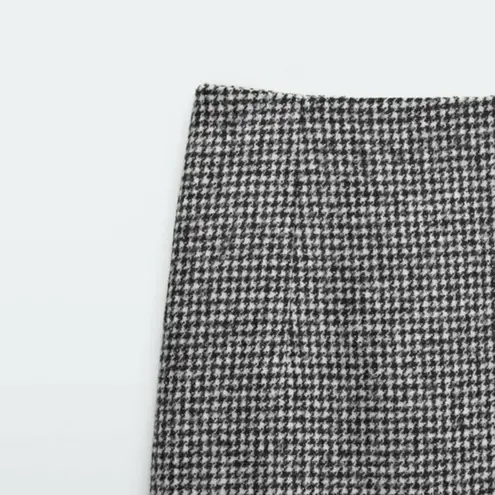 Massimo Dutti NEW WOOL Classic Black and White Houndstooth lined Mini Skirt XS - Image 6