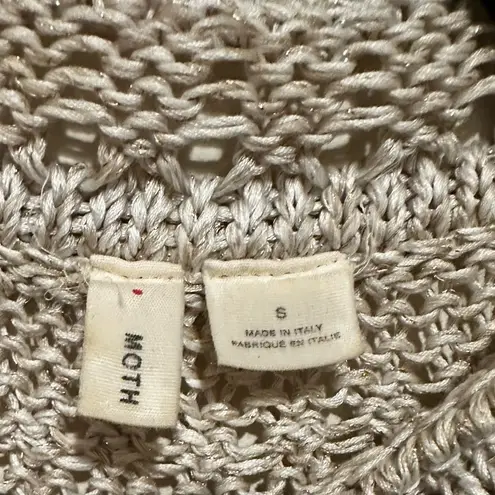 Anthropologie ANTHRO MOTH METALLIC MOCK TURTLENECK SLEEVELESS HIGH LOW SWEATER DRESS S