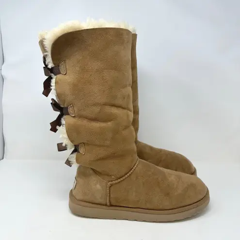 UGG  Bailey Triple Bow Tall Boots in Chestnut Size 10