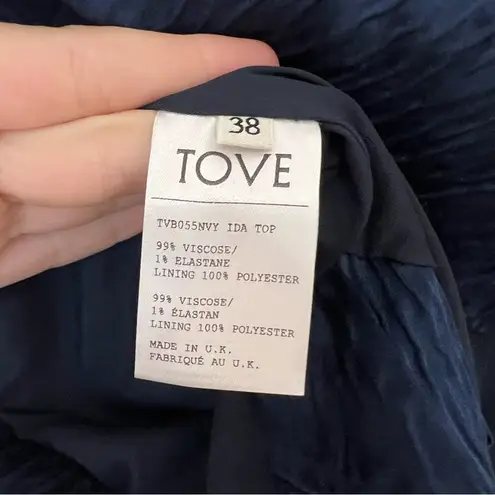 Tove Ida Bow Strapless Top Navy Blue Size 6