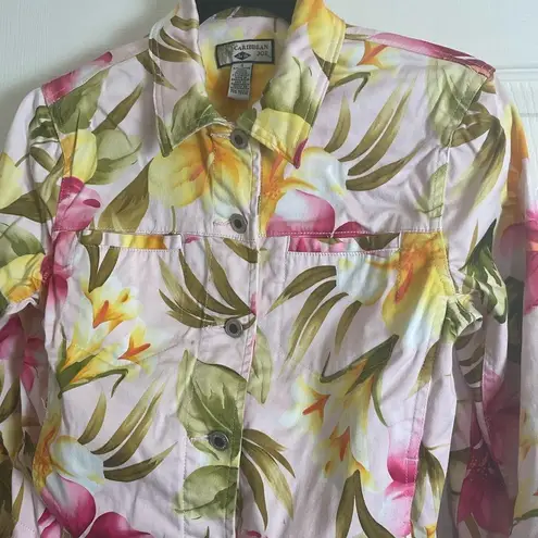 Caribbean Joe Size Small Floral Jacket with pockets