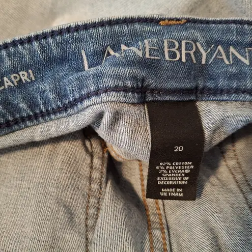 Lane Bryant  Sz 20 Distressed Light Blue Capri Jeans with Patterned Patches NWOT - Image 10