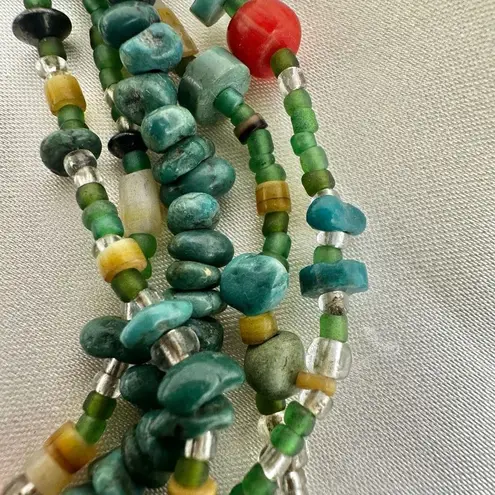 Peyote Bird sterling silver turquoise and coral multi strand bracelet Blue