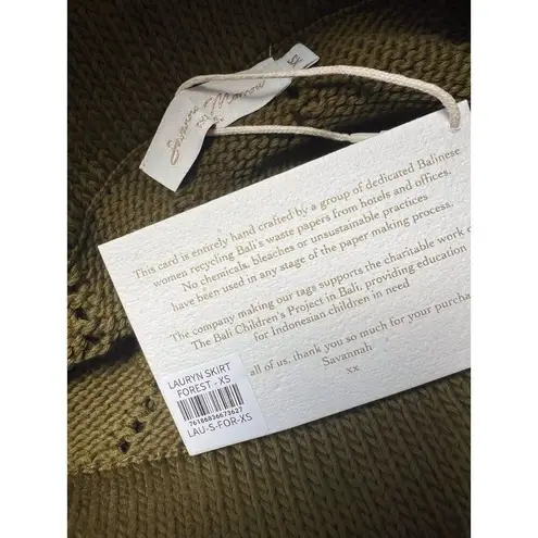 NWT Savannah Morrow Lauryn Skirt Forest Green Cotton Knit Midi XS