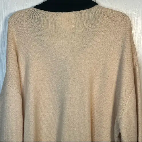 Found Sima Contrast Collar Knitted Cardigan Sweater Sz XL Cream Black Unisex