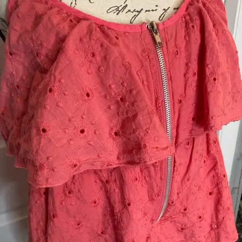 Lsenboye Eyelet Zipper Front Flowy Tank Top Size L