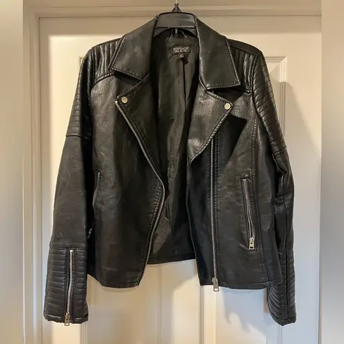 Topshop  Quilted Black Leather Jacket