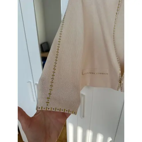 St. John Collection Gold Studded Detail Knit Zip Jacket Blazer, Size 8, Like New