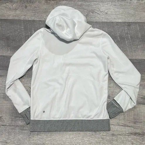 Lululemon Runaway White Fleece Hoodie Sweatshirt Womens M Heathered Herringbone