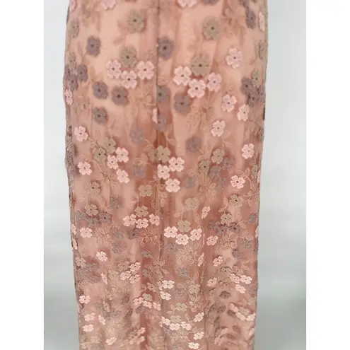 Karl Lagerfeld Paris Lace Floral Embroidered Gown Dress Fairy Pink Maxi Size 8