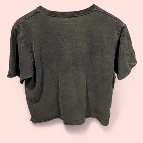 Cute washed black western block print Nashville crop top t