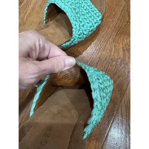 Kurt Geiger Kelly Green Crochet Slides EU 38 US 7.5 Cork Excellent Condition!