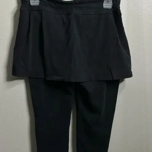 Athleta ‎ Size Small 2 in 1 Capri Leggings Skirt Black Athletic Womens Stretch