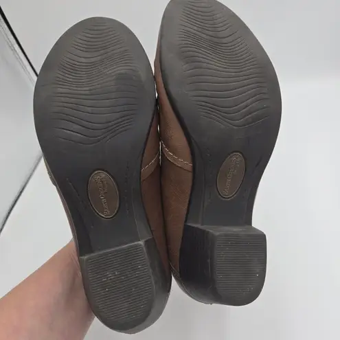 Earth Origins Women Loafers Leather Brown SlipOn Size 9 M Derby Shoes Block Heel