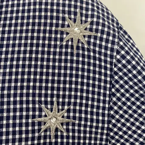 Vintage seersucker gingham bomber embroidered and embellished stars size 10 White