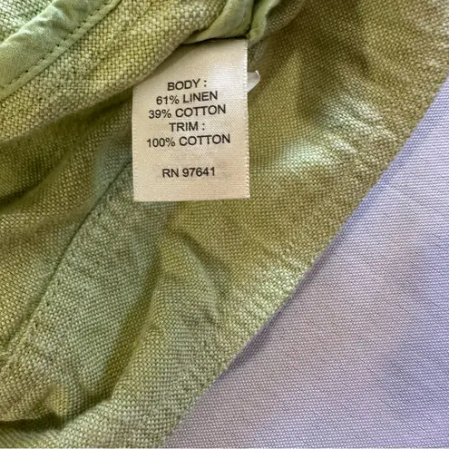 J Jill • Linen Blend Jacket Size L Petite Lime Green Front Pockets Blazer