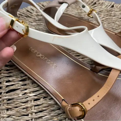 SERGIO ROSSI Thong Sandals Womens Size 40 US 10 Summer Beachy Leather Italy Luxe Tan
