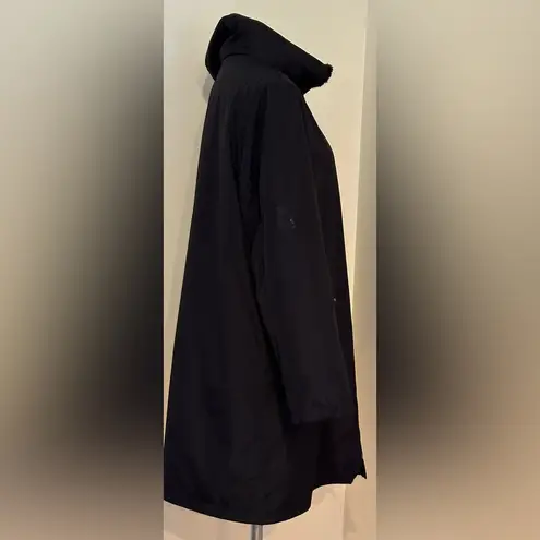 Gallery  Black Trench Coat With Teddy Material Inside With Pockets & Hoodie.Dz XL