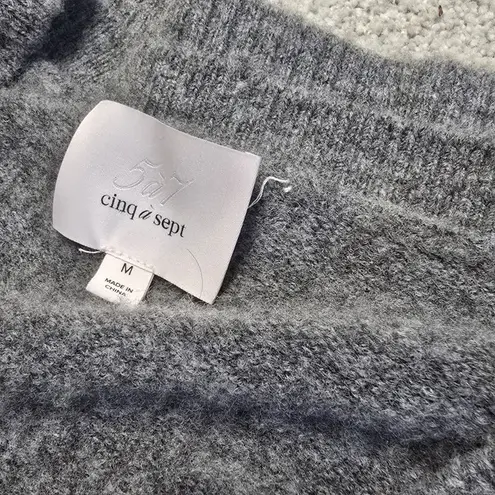 Cinq à Sept Atlas Lace Cinch Sleeve Knit Cardigan Wool Blend Heather Gray Sz M