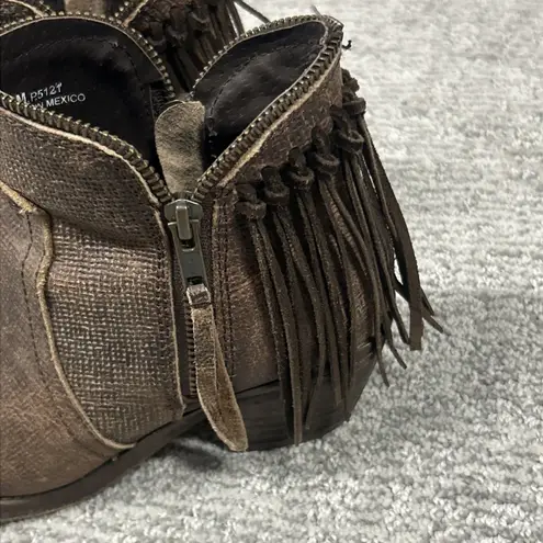 Circle G  Corral Fringe Ankle Boots Womens 6 Distressed Leather Western Booties thumbnail 2