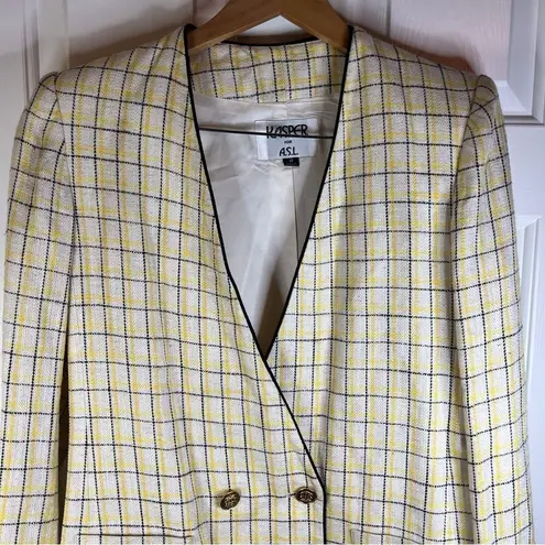 Kasper  Yellow Checkered Houndstooth Double Breasted Size 8