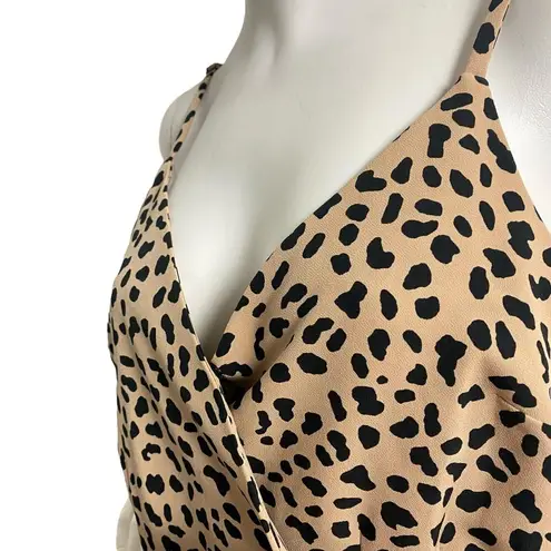 Sanctuary  Women's Medium Wrap Dress Spaghetti Strap Cheetah Leopard Print Summer