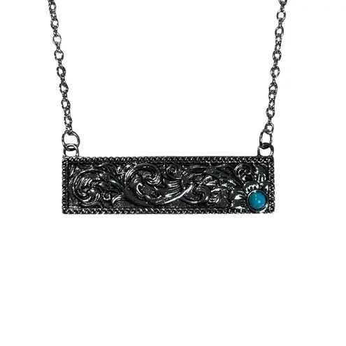 Turquoise Jewelry Set Western Necklace & Bracelet Silver Tone Adjustable New