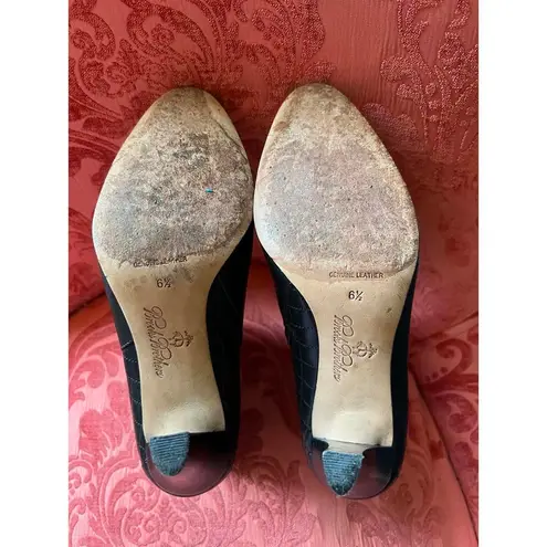 Brooks Brothers Elegant Black Leather Heeled Ankle Boots by