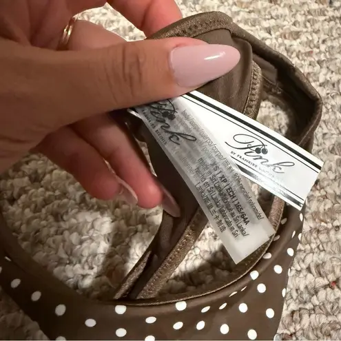 frankie's bikinis NWT  X PINK Polka Dot Brown White Thong Bikini- Size XS