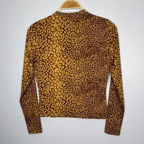 Ulla Johnson Dione Rash Guard Top Size XS Brown Lynx Print Zip Front Swim Shirt