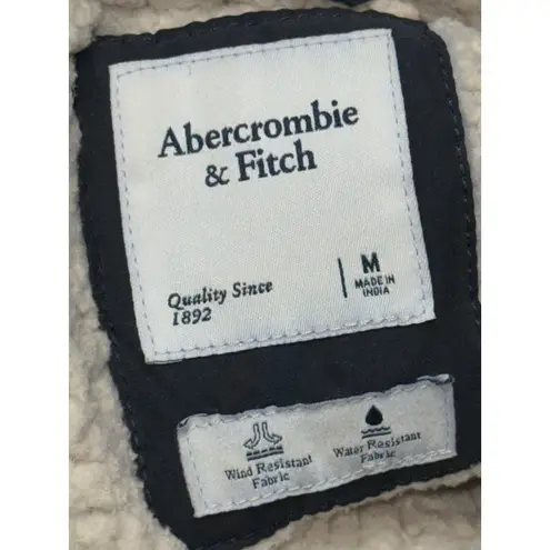 Abercrombie & Fitch  Black Tan Sherpa Hooded Utility Parka Coat Jacket Womens M - Image 3