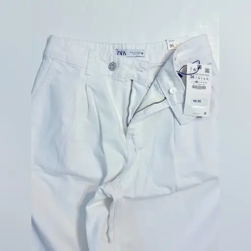 ZARA NWT  Tailored  Wide Leg Jeans High Rise Denim Relax Pleated, size 36/USA 4 thumbnail 3