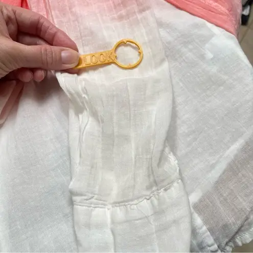 Frank & Eileen Barry dip dye ombre button up blouse women’s S coral pink neon