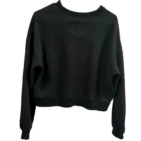 Hollister  California Black Crew Neck Long Sleeve Cropped Sweatshirt Womens Large