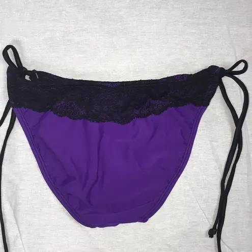 Jelly Swimwear Size S Purple Lace Trim Side Ties Bikini Bottom. Made in USA New Black