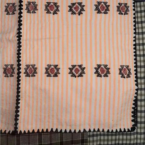 Kaftan Handwoven dress Mexican huipil Pinstripe Orange White like Pippa Holt Size undefined