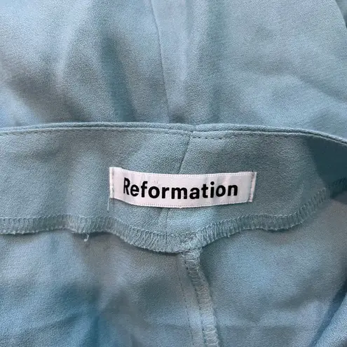 Reformation  Kiwi Turquoise Blue Asymmetrical Cutout High Slit Maxi Dress Size 6