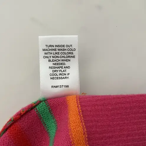 Kerri Rosenthal stripe sweater “next smiles on you” V neck Sz L preppy Rainbow Size L