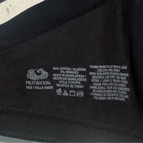 Fruit of the Loom NWT  Classic Black Bra - Size: 40DDD