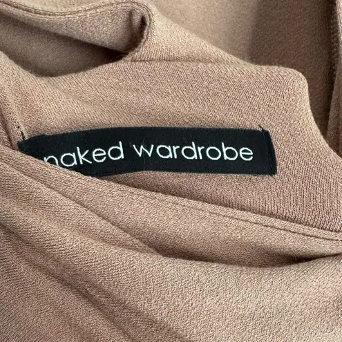 Naked Wardrobe NW Open Back Midi Dress Bodycon Long Sleeve COCO Small NW-D0317