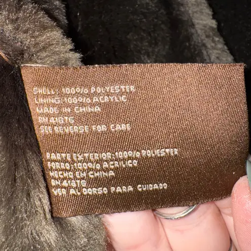 Big Chill VTG Y2K Long Maxi Faux Suede Brown Coat Faux Fur Womens Size L Size L