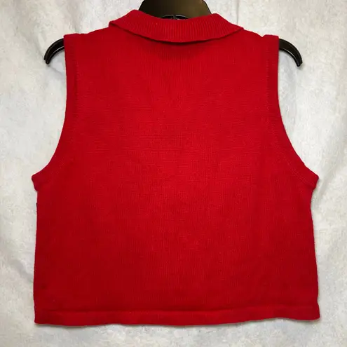 Vintage Bechamel Petites Red Christmas Zip Up Vest Santa Reindeer Large Petite Size undefined